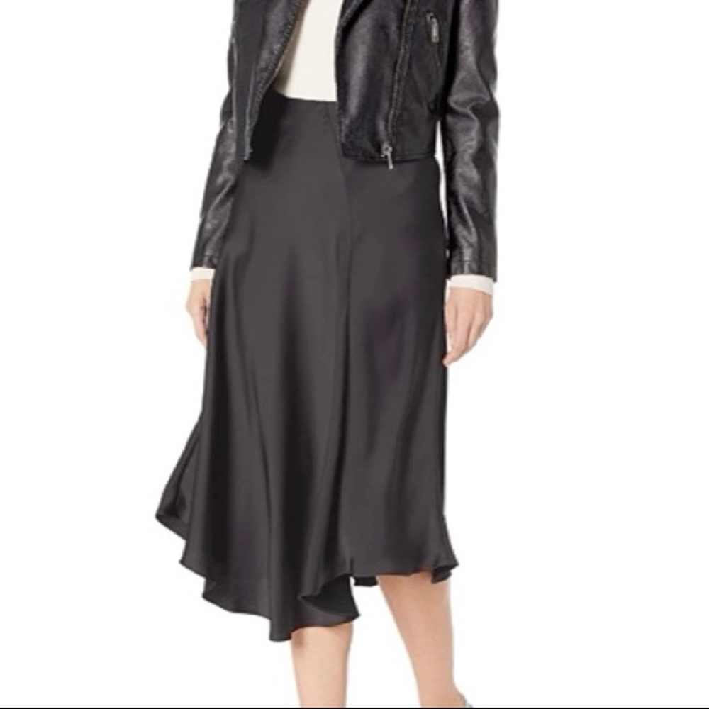Calvin Klein Asymmetrical Hem Black Satin Skirt 8